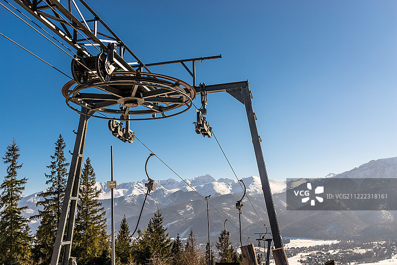 滑雪升降机的机制，可见的大，驱动图片素材