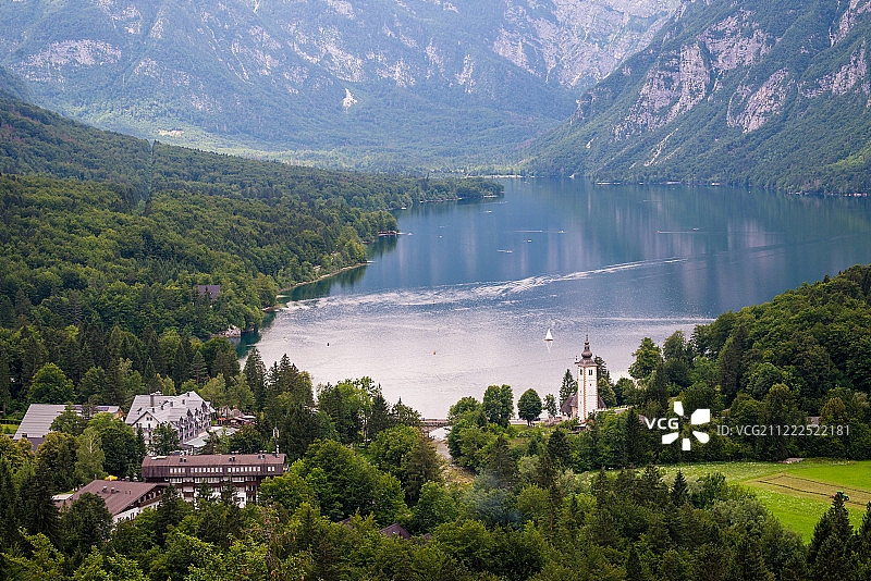 斯洛文尼亚Bohinj湖全景图片素材