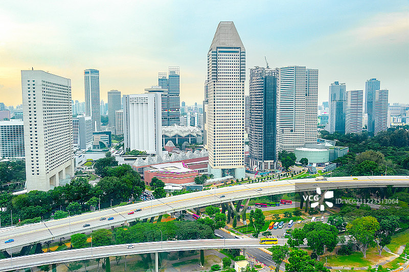 现代空中新加坡城市景观图片素材