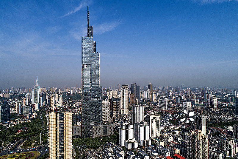 南京 现代建筑 紫峰大厦 航拍图片素材