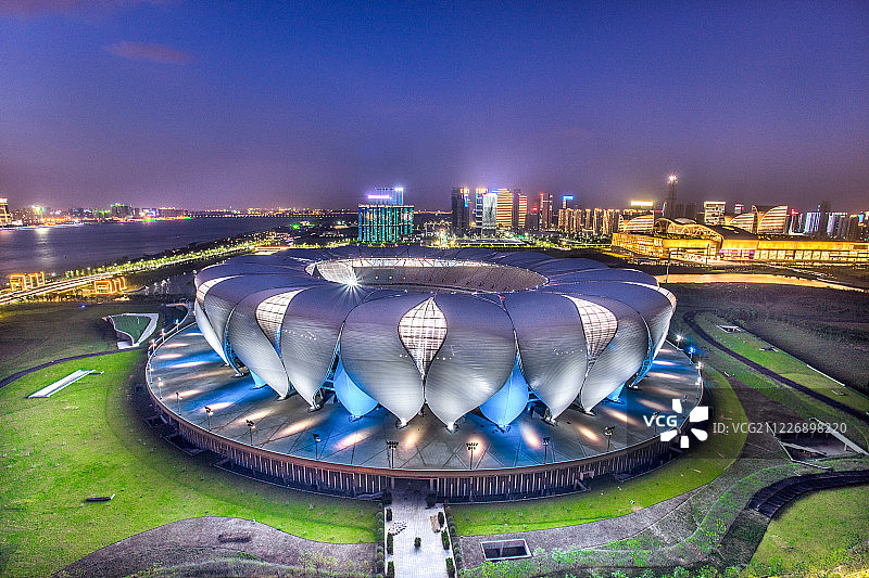 杭州奥体中心城市风光图片素材