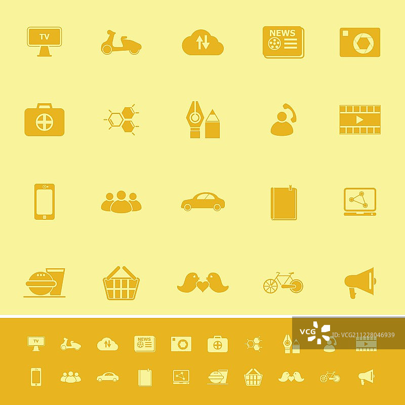 社交网络的黄色背景图标图片素材
