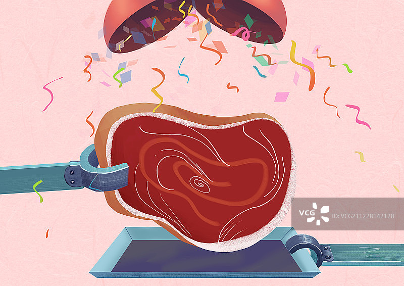 扁平插画-人造肉图片素材