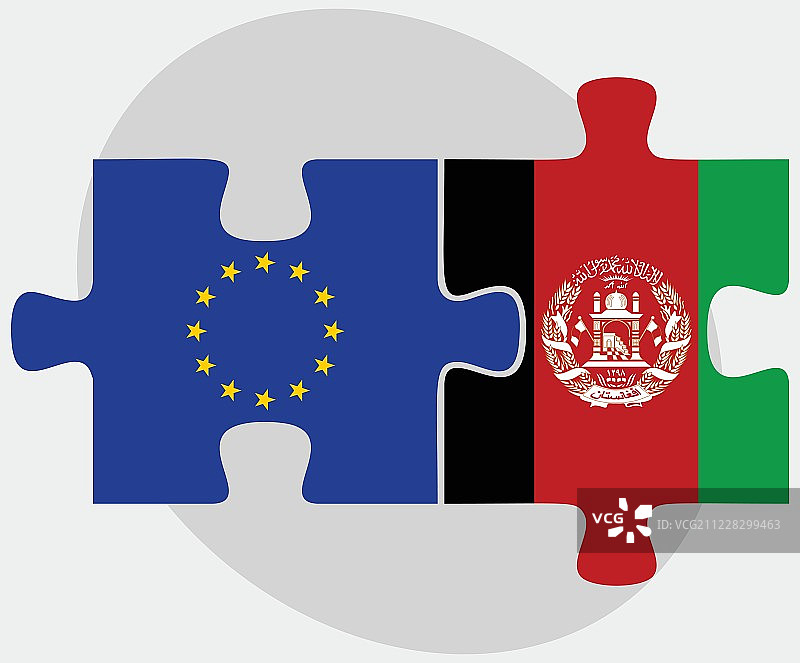 欧盟和阿富汗国旗的拼图图片素材