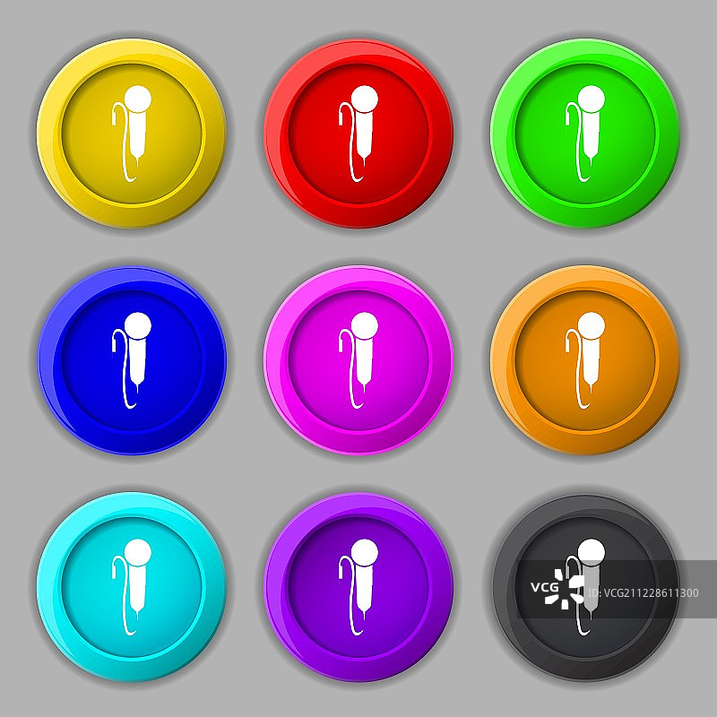 麦克风图标符号。符号上有九个圆形彩色按钮。向量图片素材