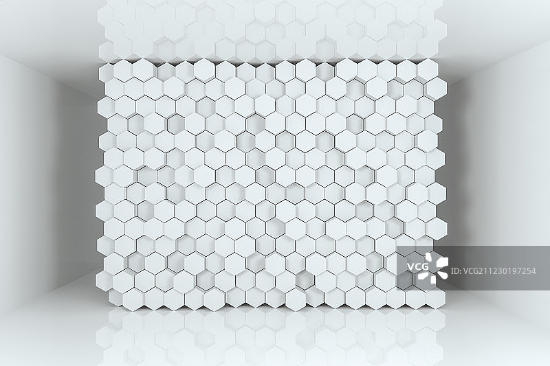 白色六边形方块组合，科技感背景，三维渲染图片素材