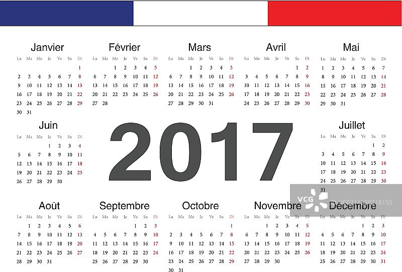 Vecto法国rcircle日历2017图片素材