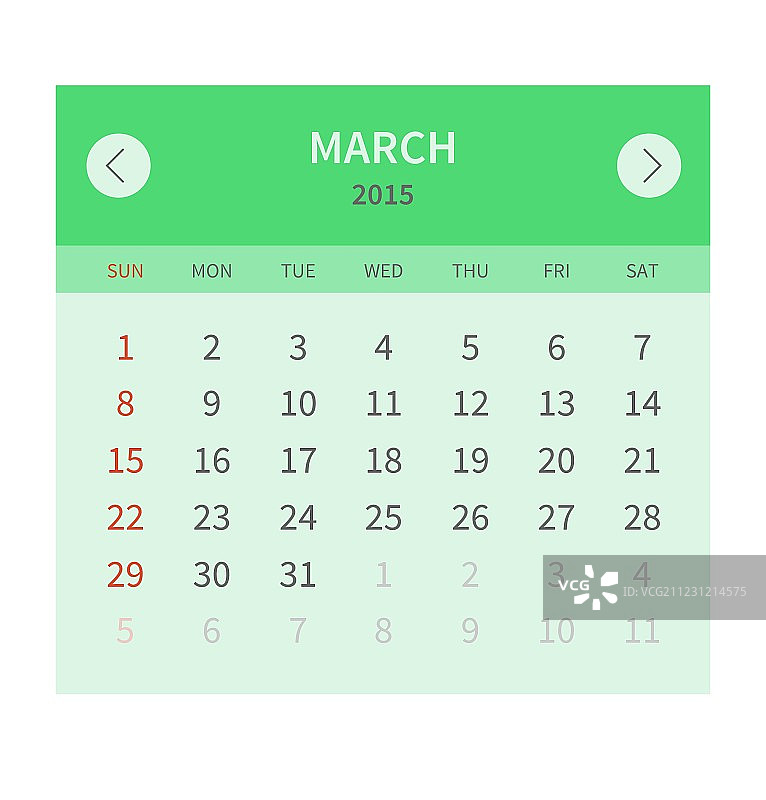 日历每月2015年3月在平面设计图片素材