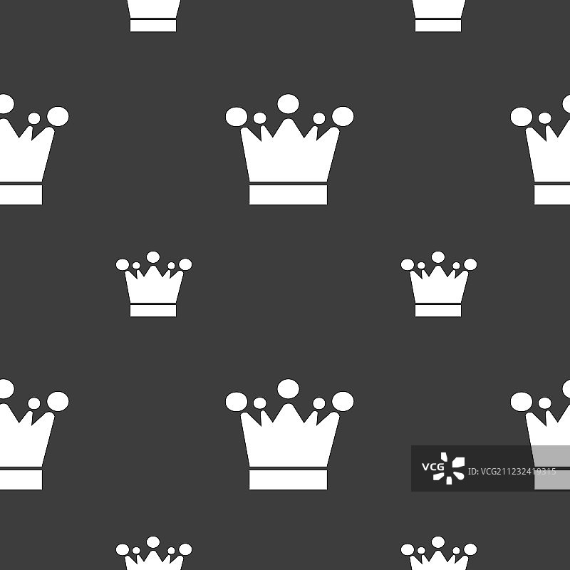 皇冠图标标志无缝模式上的灰色图片素材