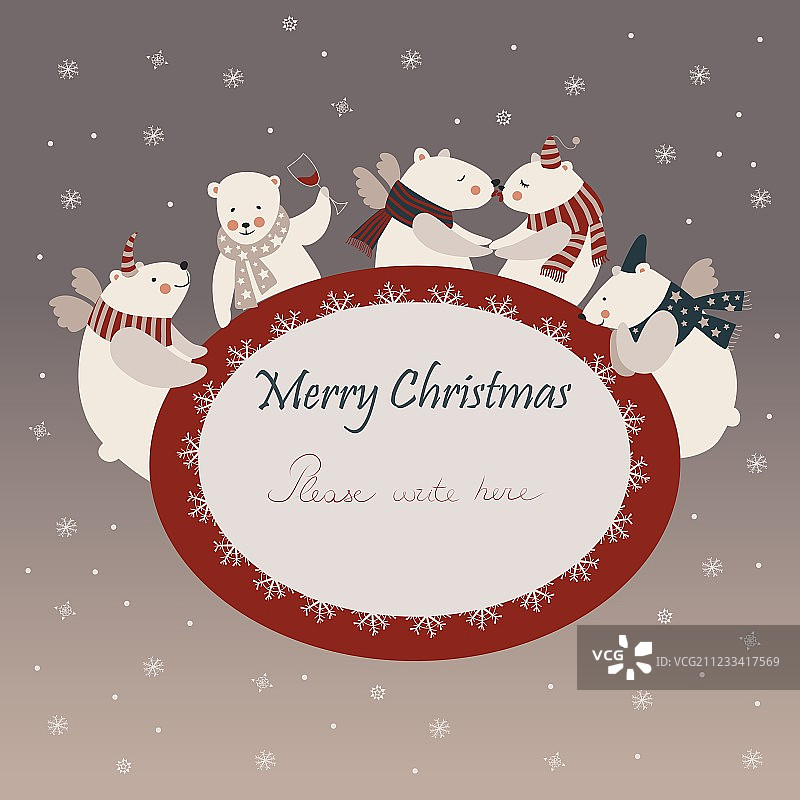 可爱的北极熊庆祝圣诞节图片素材