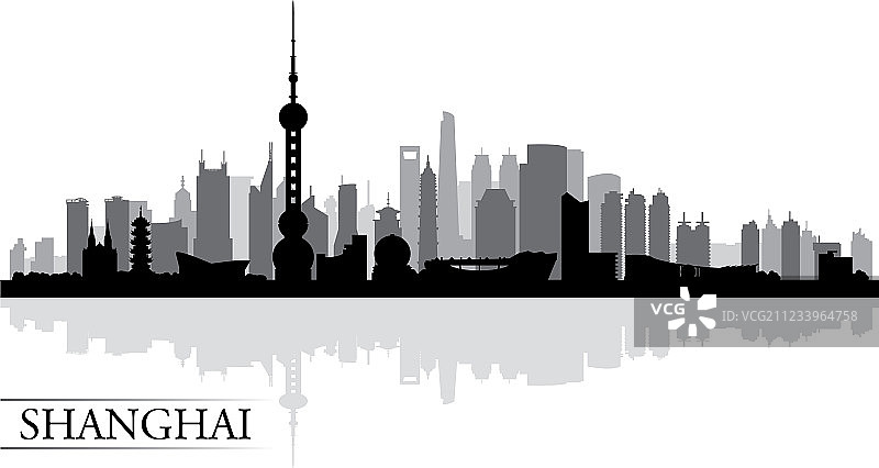 上海城市天际线剪影背景图片素材