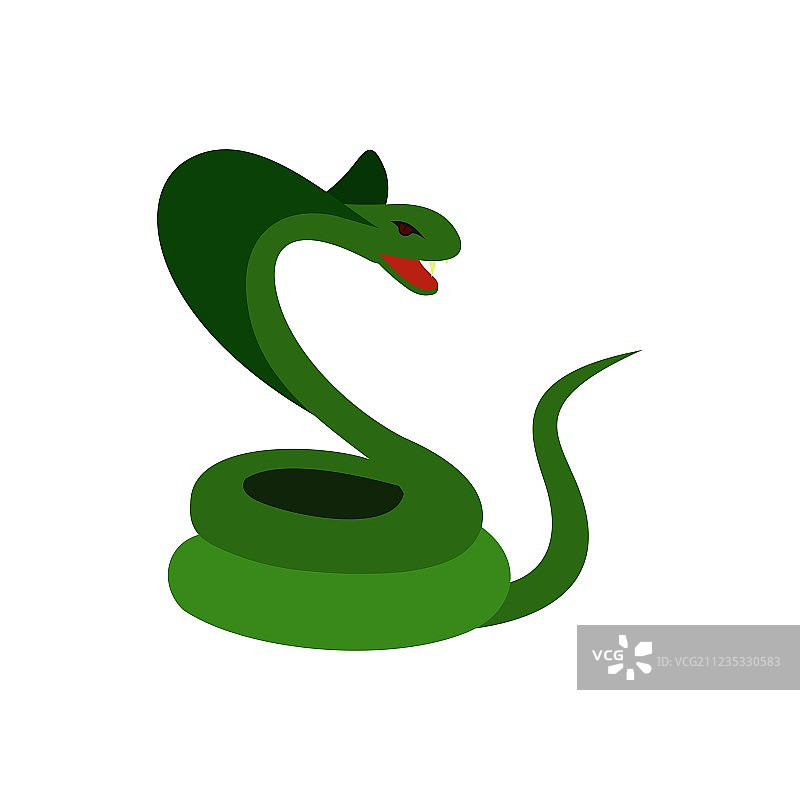 绿色蛇图标扁平化风格图片素材