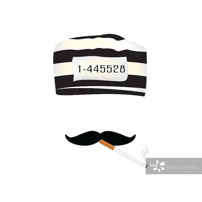 囚犯帽胡子和香烟图片素材