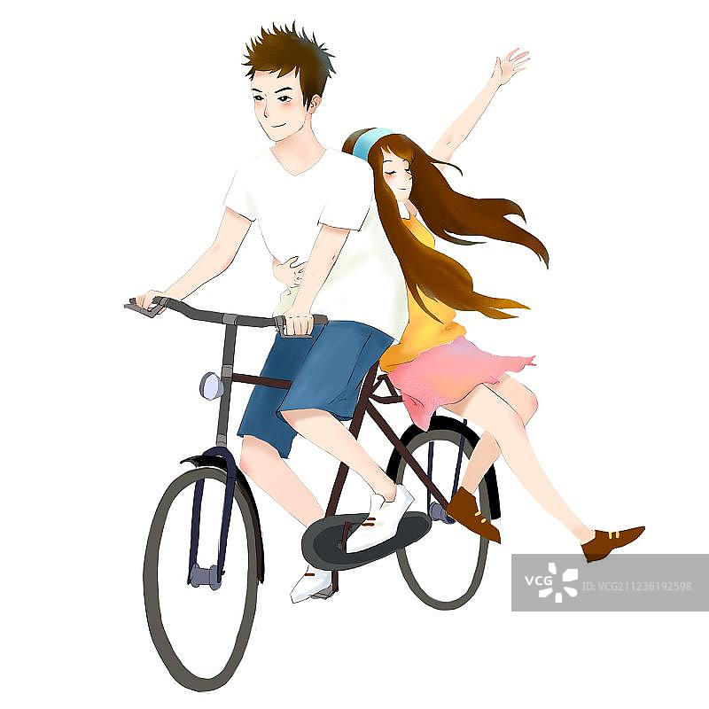 骑自行车的情侣图片素材