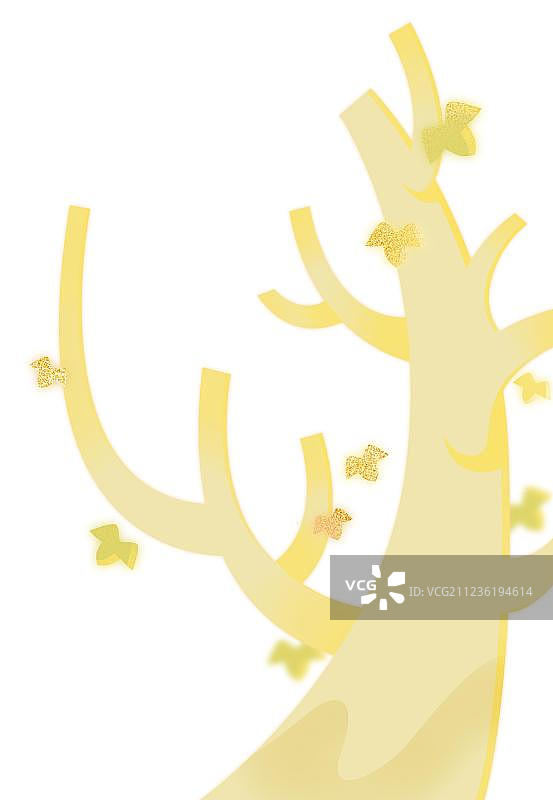黄色树枝树干免扣装饰插画图案图片素材