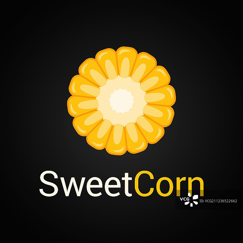 黑色背景上的甜玉米标志图片素材
