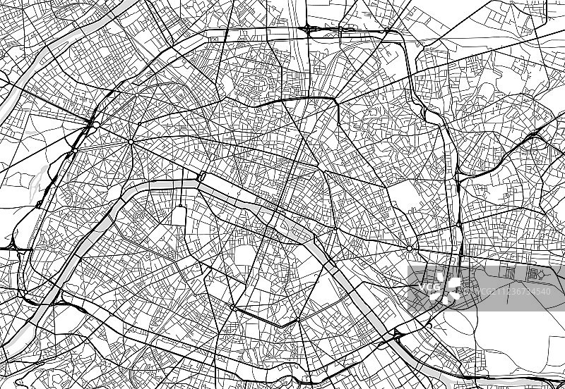 巴黎黑白城市地图图片素材