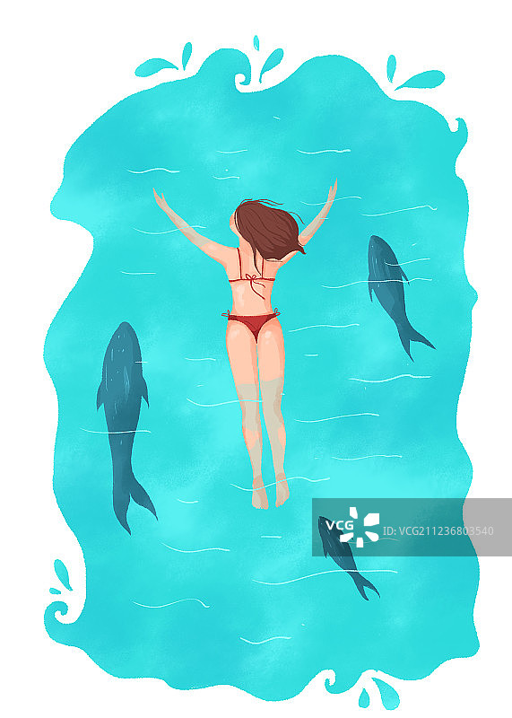 游泳的人插画图片素材