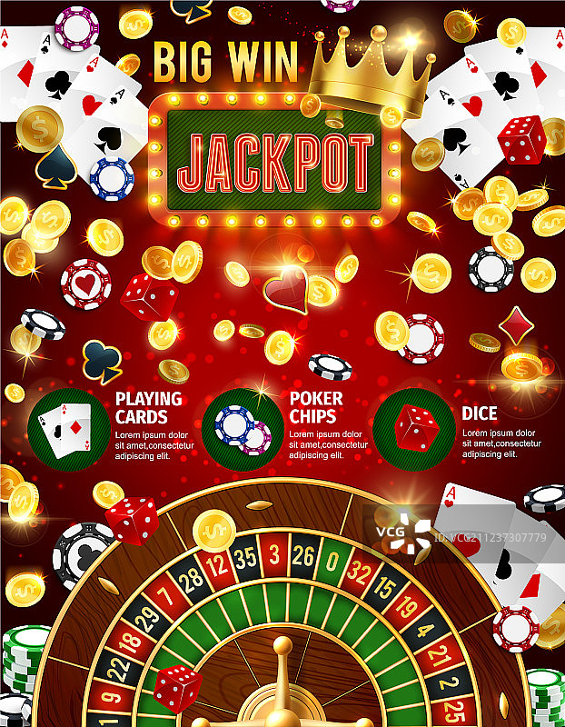 赌场轮盘赌筹码骰子扑克牌图片素材