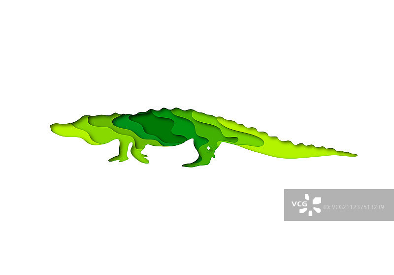 剪纸鳄鱼狩猎动物的形状3d图片素材