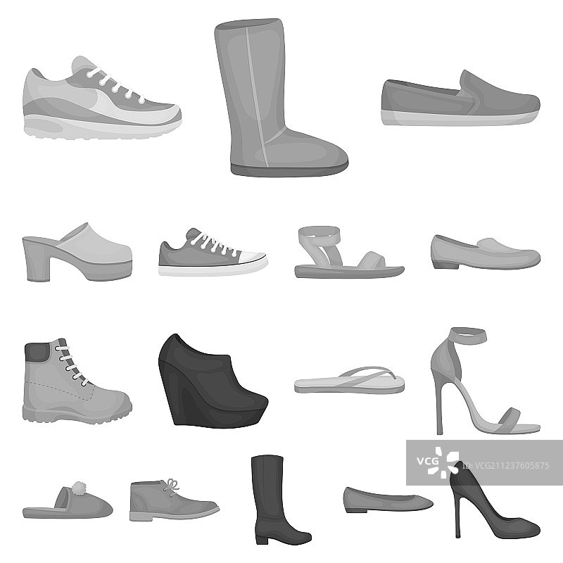 各种各样的鞋子单色图标设置图片素材
