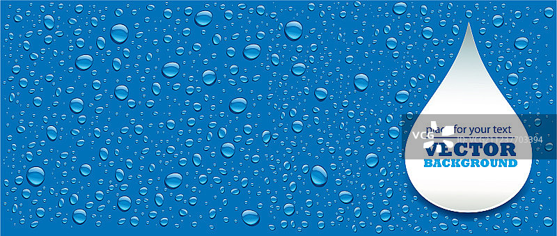 水滴在蓝色背景与文字的地方图片素材