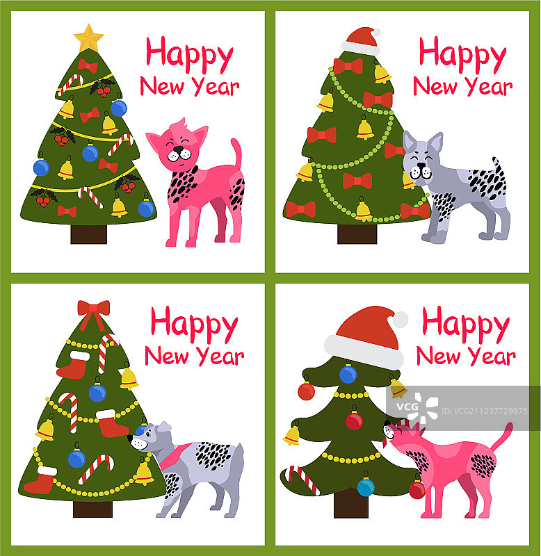 新年快乐海报圣诞树小狗图片素材