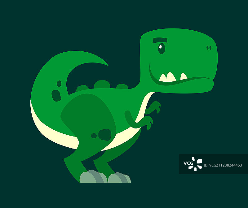 可爱的绿色好奇恐龙-卡通人物图片素材