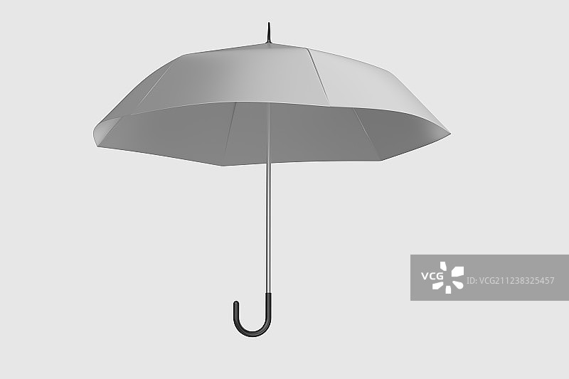 白色雨伞与白色背景，三维渲染图片素材