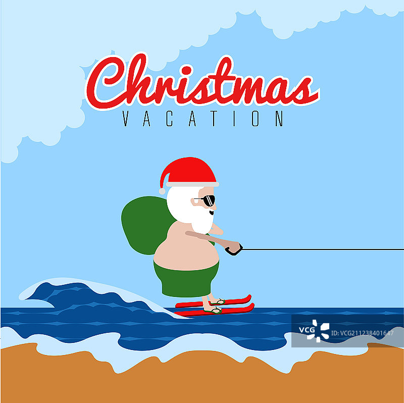 圣诞老人玩滑水的假期图片素材