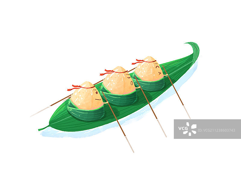 端午节划船的粽子们插画图素图片素材