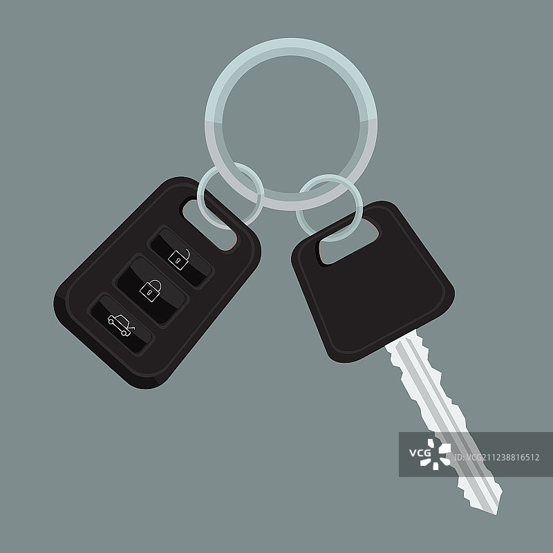 汽车钥匙的平面和纯色设计图片素材