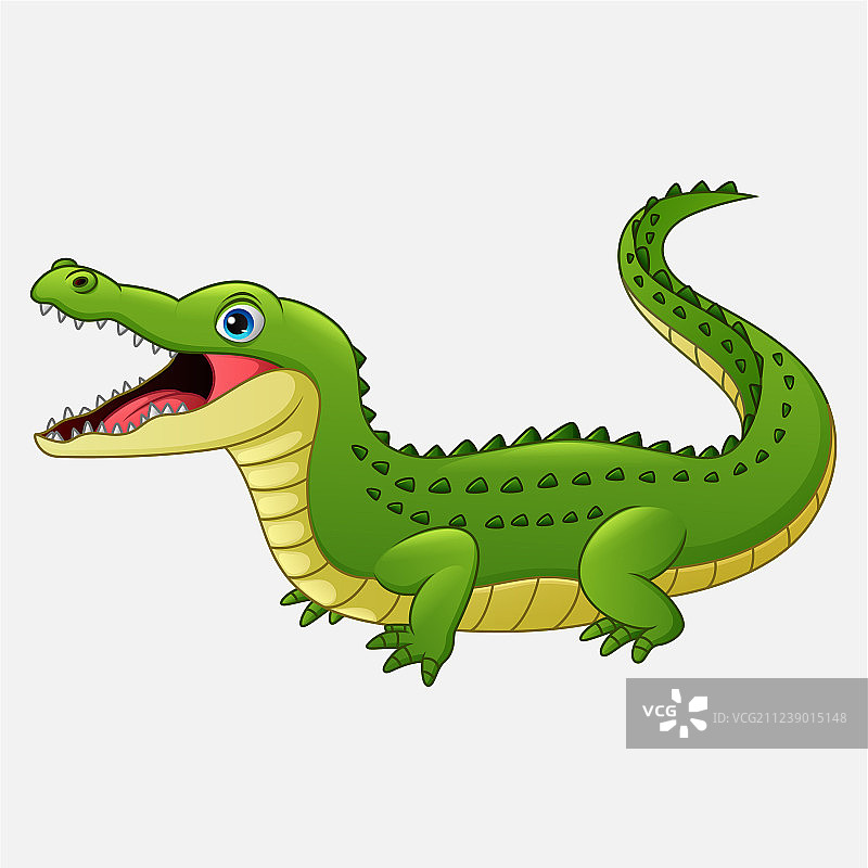 卡通鳄鱼孤立的白色背景图片素材