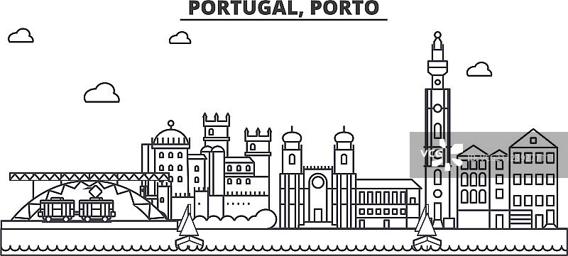 葡萄牙波尔图建筑线天际线图片素材