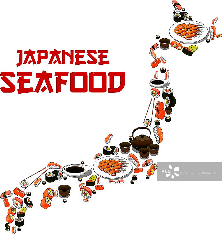 日本地图日本海鲜寿司鱼食生鱼片图片素材