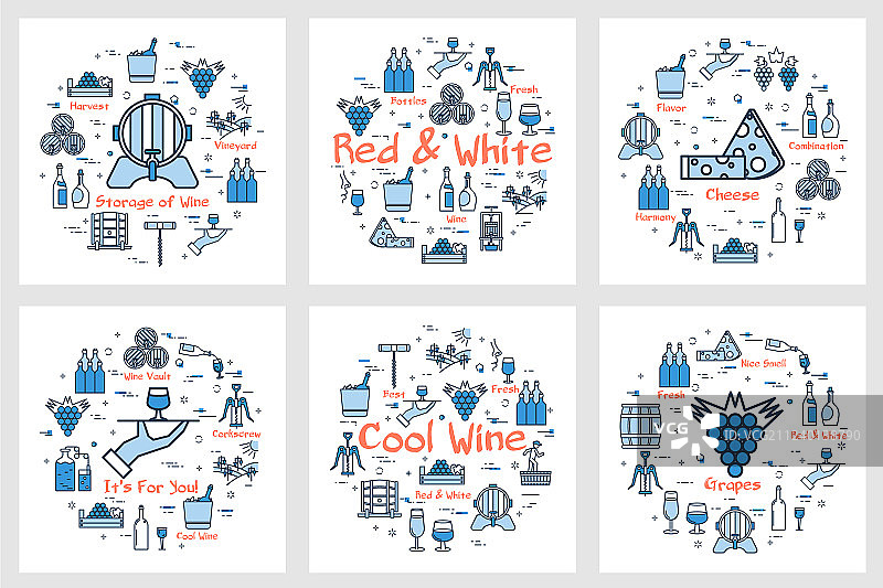 横幅-红和白葡萄酒葡萄和酿酒图片素材