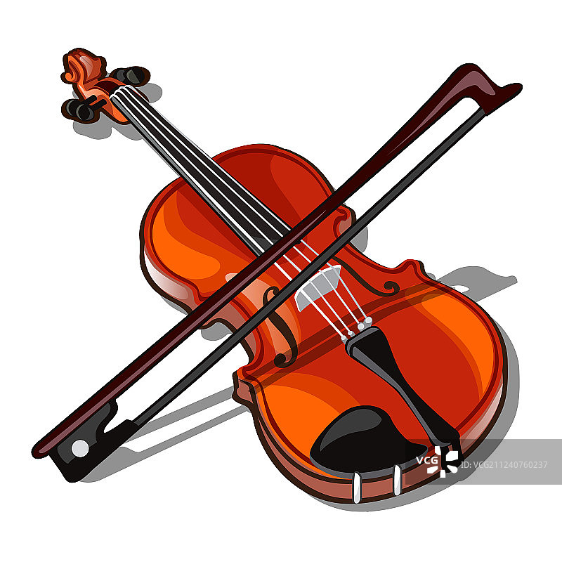 小提琴和弓孤立在白色背景上图片素材