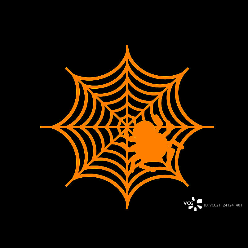 蜘蛛网上的蜘蛛橙色图标黑色图片素材