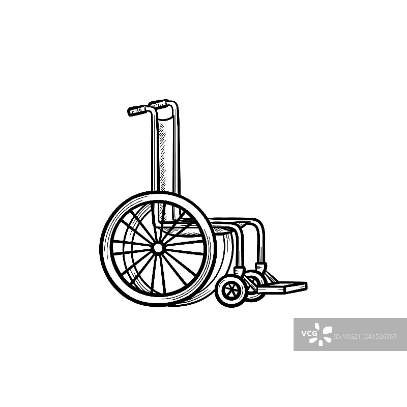 轮椅手绘轮廓涂鸦图标图片素材