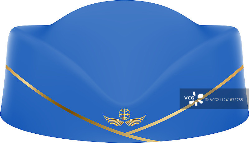 蓝色的空姐制服帽孤立在一个白色图片素材