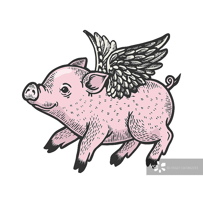 天使飞小猪雕刻图片素材