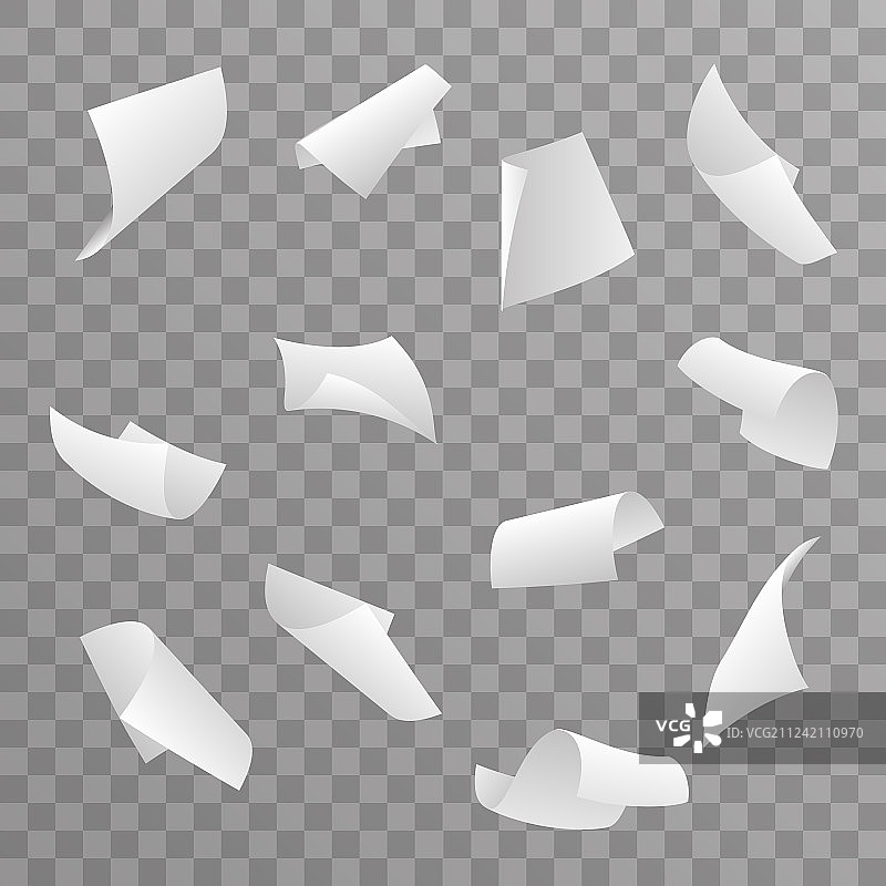 空白纸3d卷曲飞集透明图片素材