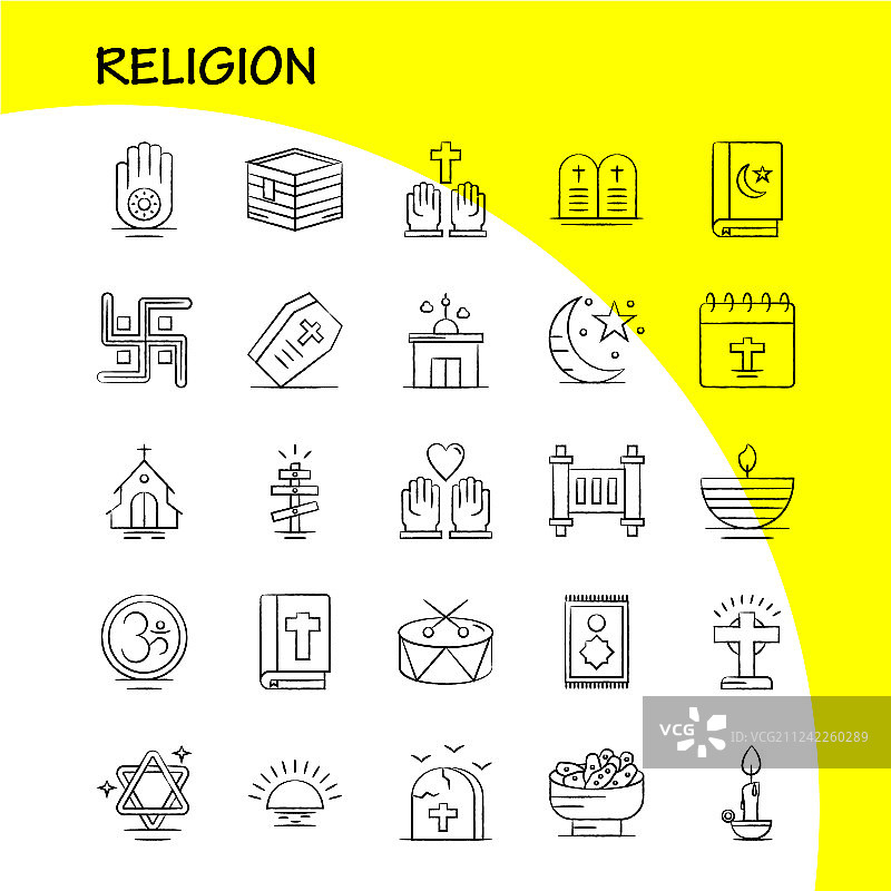 宗教手绘图标设置的信息图图片素材