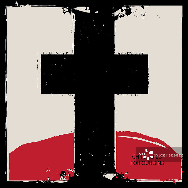 带有黑十字和红山的宗教旗帜图片素材