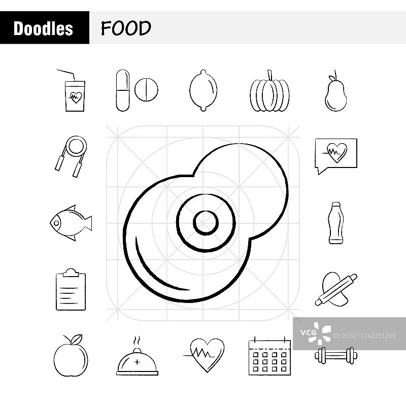 食物手绘图标web打印和移动图片素材