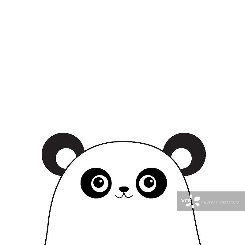 白色熊猫脸黑色轮廓剪影卡哇伊图片素材
