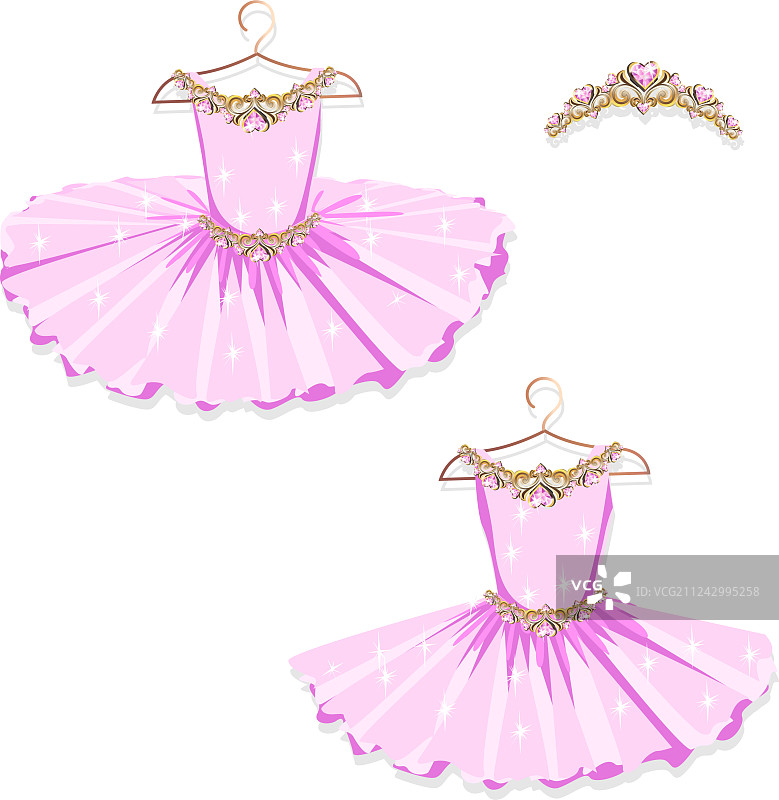 粉红色的芭蕾舞裙挂在衣架上图片素材