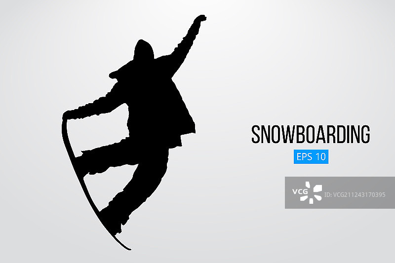 一个孤立的滑雪运动员的剪影图片素材