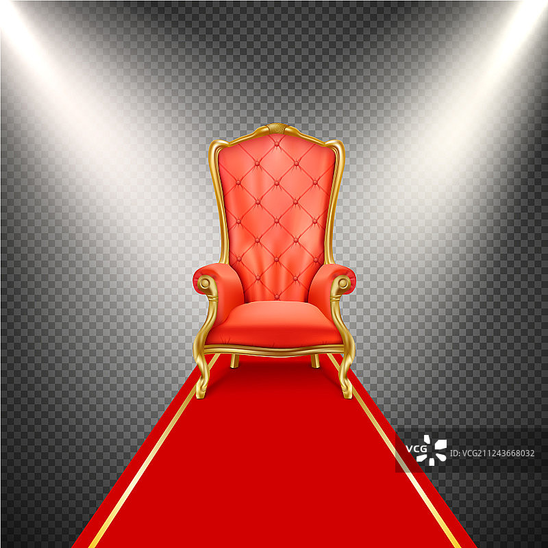 红地毯的写实王座椅图片素材