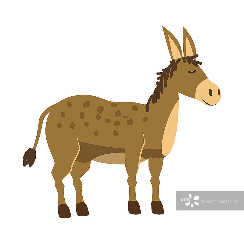 可爱的驴动物流行卡通风格图片素材